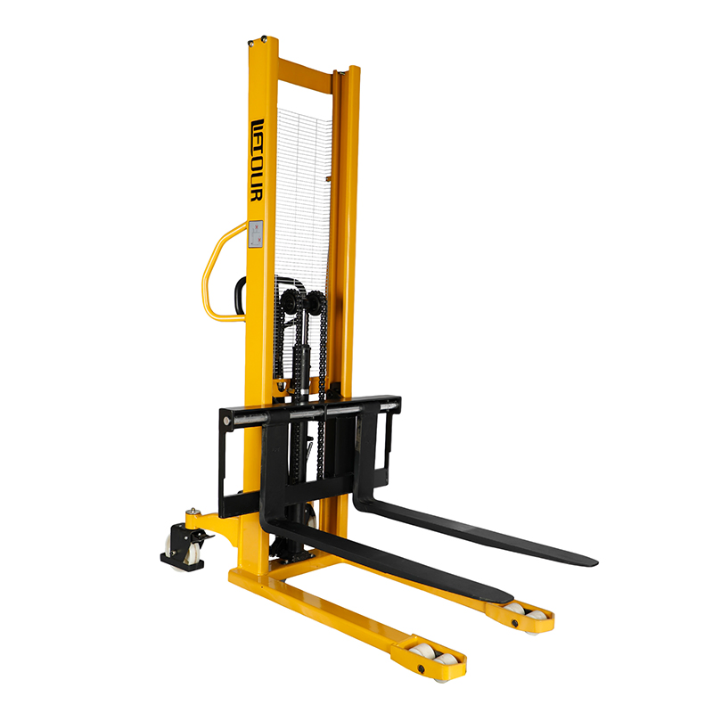 Reliable Manufacture 1ton 1.5ton 2ton 2m 3m Industrial Hydraulic Manual Stacker Pump Adjustable Fork Lift Steel Hand Lifting Equipment Pallet Stacker Forklift