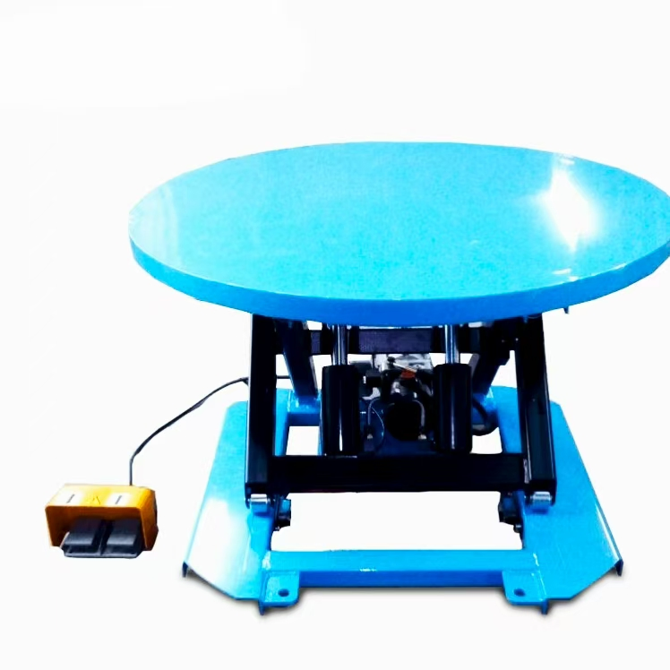 Electric Table Lift Round Shape Single Scissor Hydraulic Rotary Pallet Lift Table