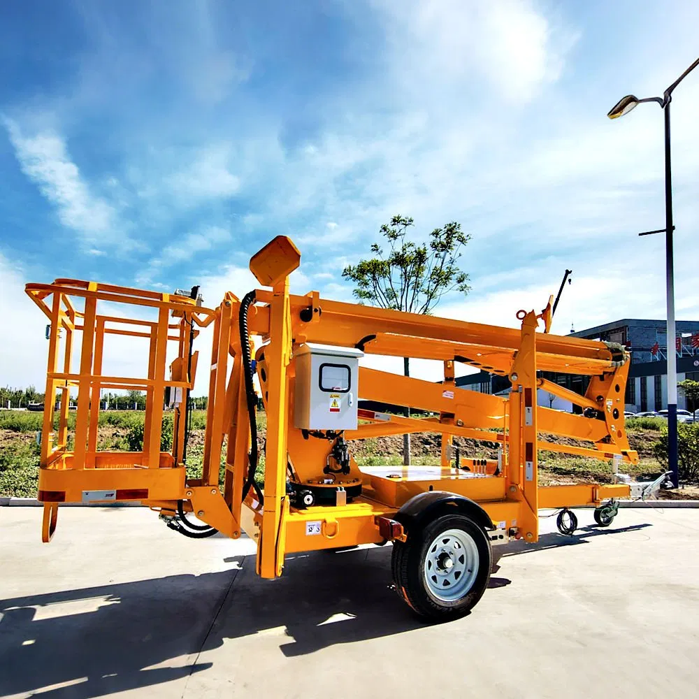 Hot Sell CE Certificated Small Electric Tractor Mounted 10~18m Towable Boom Cherry Picker Price