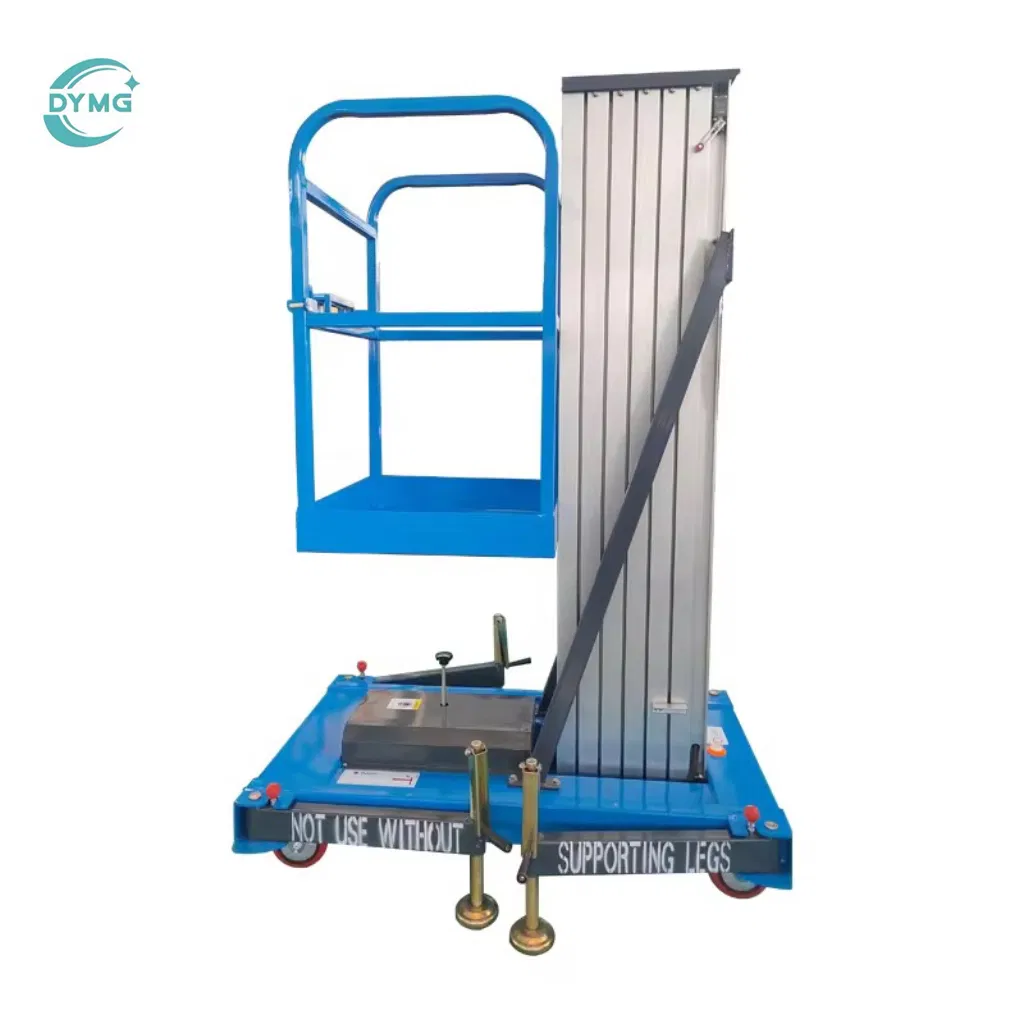 6m 8m 10m Singe Mast Aluminum Alloy Manual Lift One Man Lift for Aerial Working