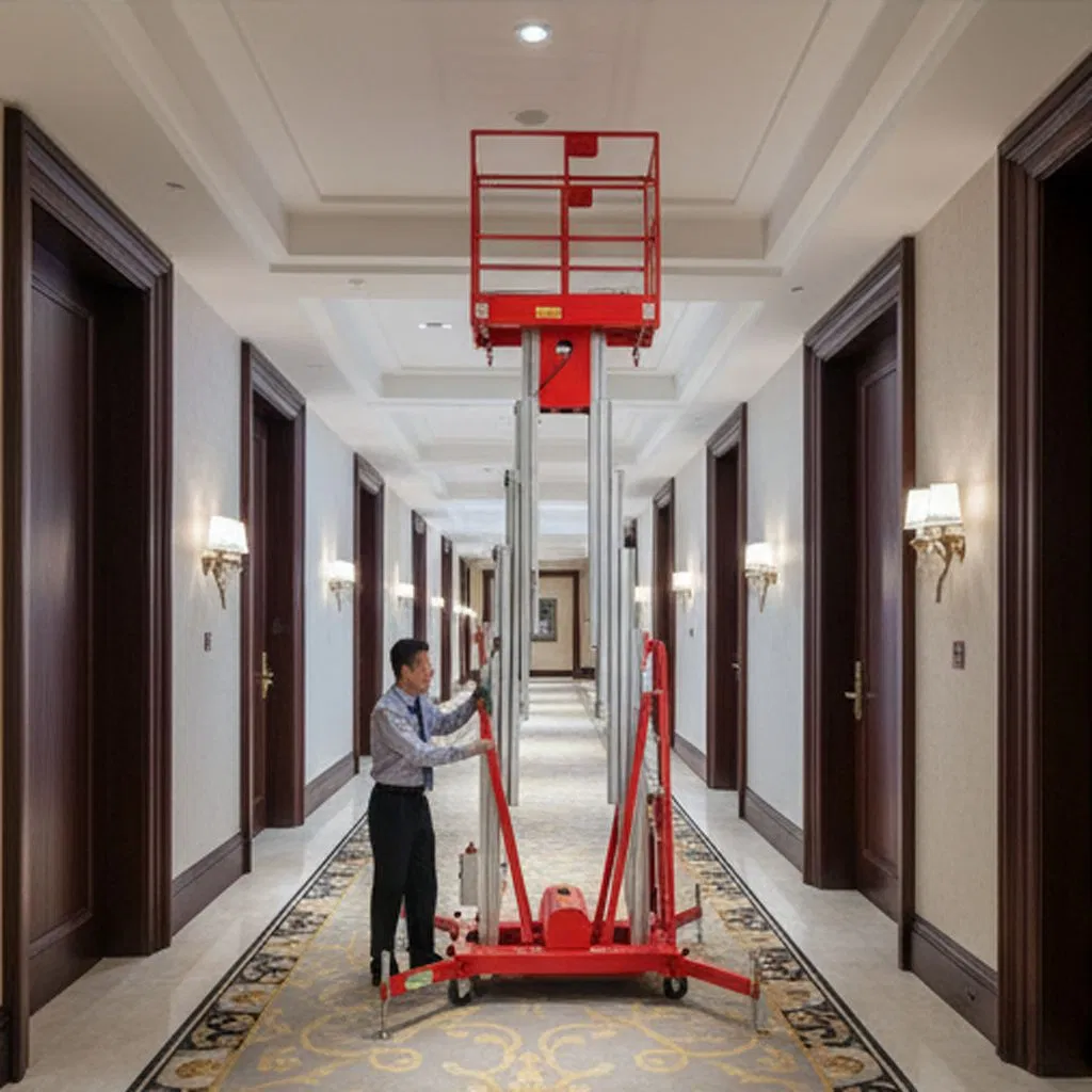 8m Aluminum Alloy Aerial Work Platform Double Mast Vertical Lift