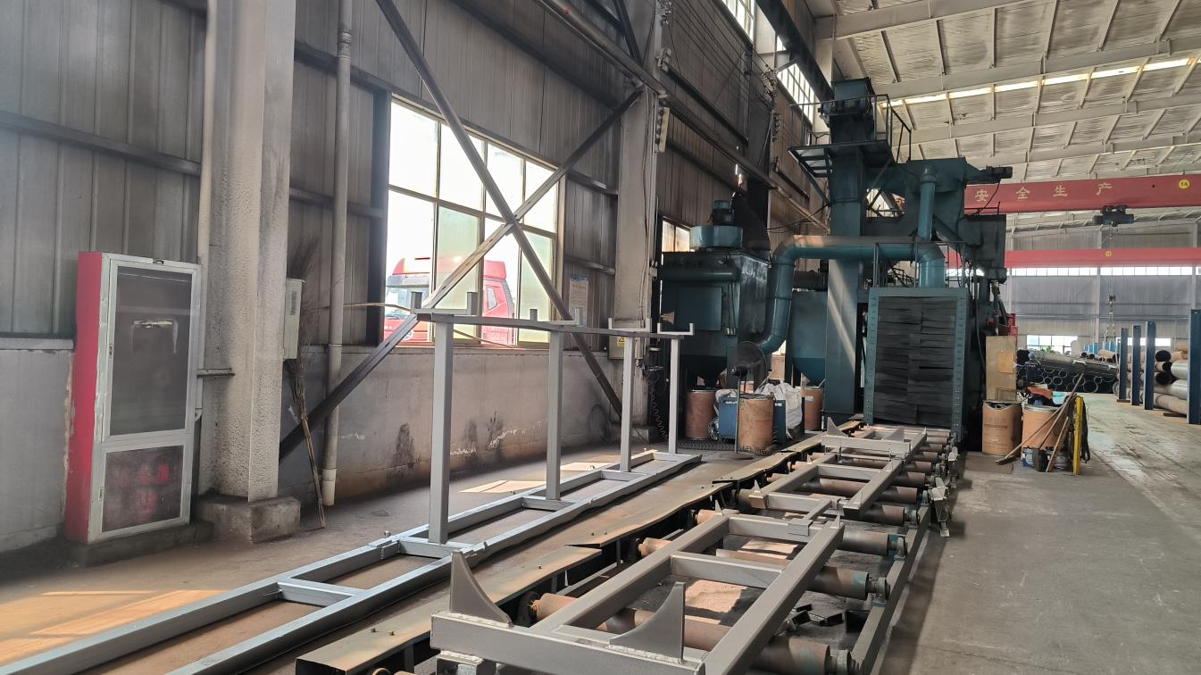 Shot blasting surface treatment process at Kleen Lift factory