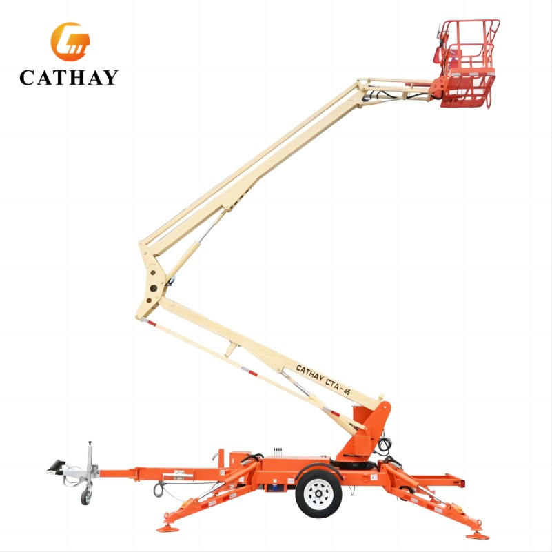 10m to 24m Hydraulic Aerial Work Manlifter Work Platform Towable Telescopic Boom Lifting Cherry Picker