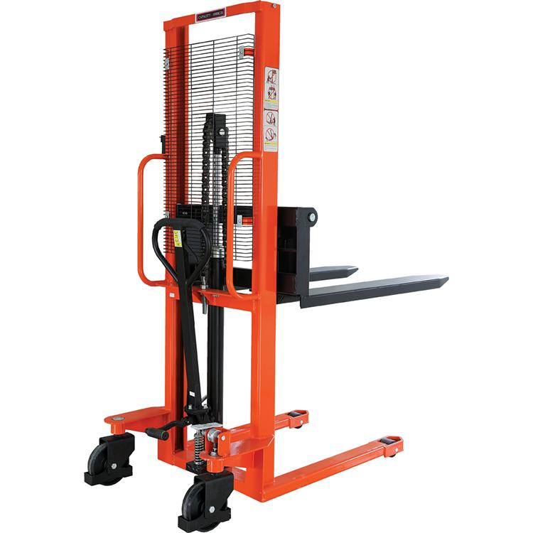 Manual Pallet Truck Stacker 2200lbs Capacity 63" Hydraulic Lift Height Adjustable Forks