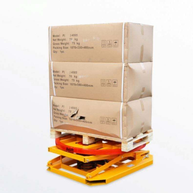 Self Leveling Spring Operated Pallet Positioner Spring Rotary Scissor Lift Table