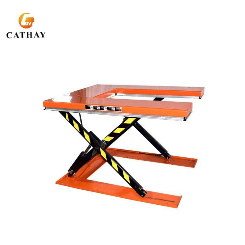 U Shape E Super Low Profile Stationary Hydraulic Scissor Lift Table