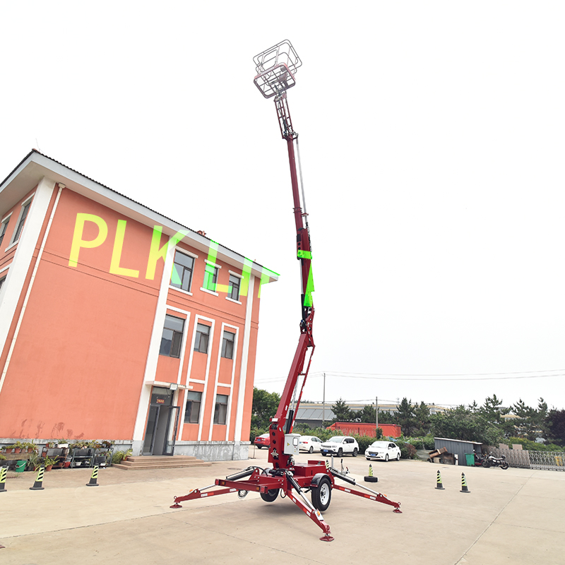 14m 16m Construction Building Aerial Work Use Towable Boom Lift Electric Cherry Picker for Sales