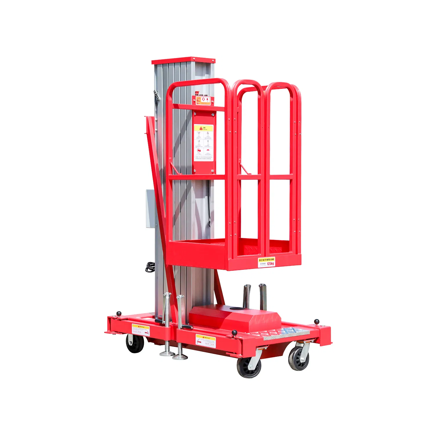Aluminum Single Mast Lift for Narrow Aisle and Indoor Maintenance