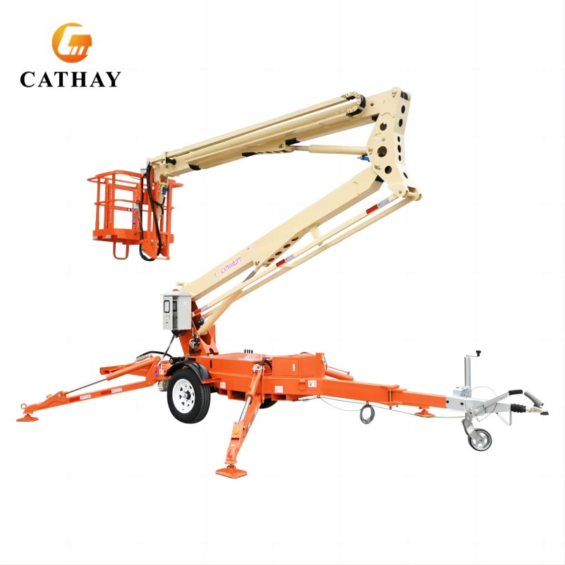 10m to 24m Hydraulic Aerial Work Manlifter Work Platform Towable Telescopic Boom Lifting Cherry Picker