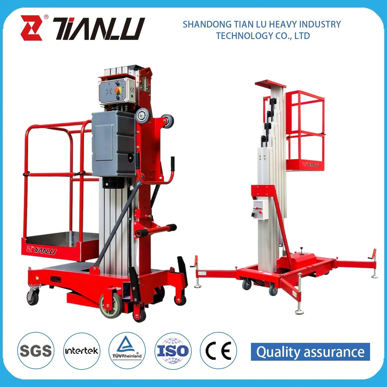 Electric Hydraulic Mast Lift Small Mobile Aerial Work Platform