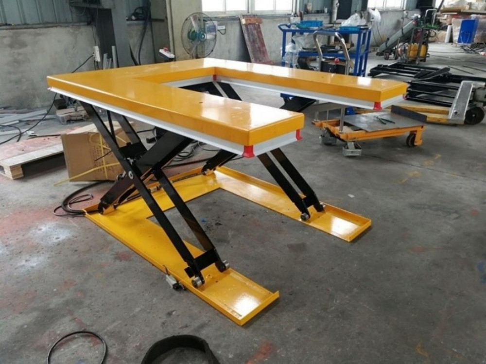 U Shape E O C Super Low Profile Stationary Hydraulic Scissor Lift Table 1000 1500 Kg Fixed Electric Motor Power Lifting Platform