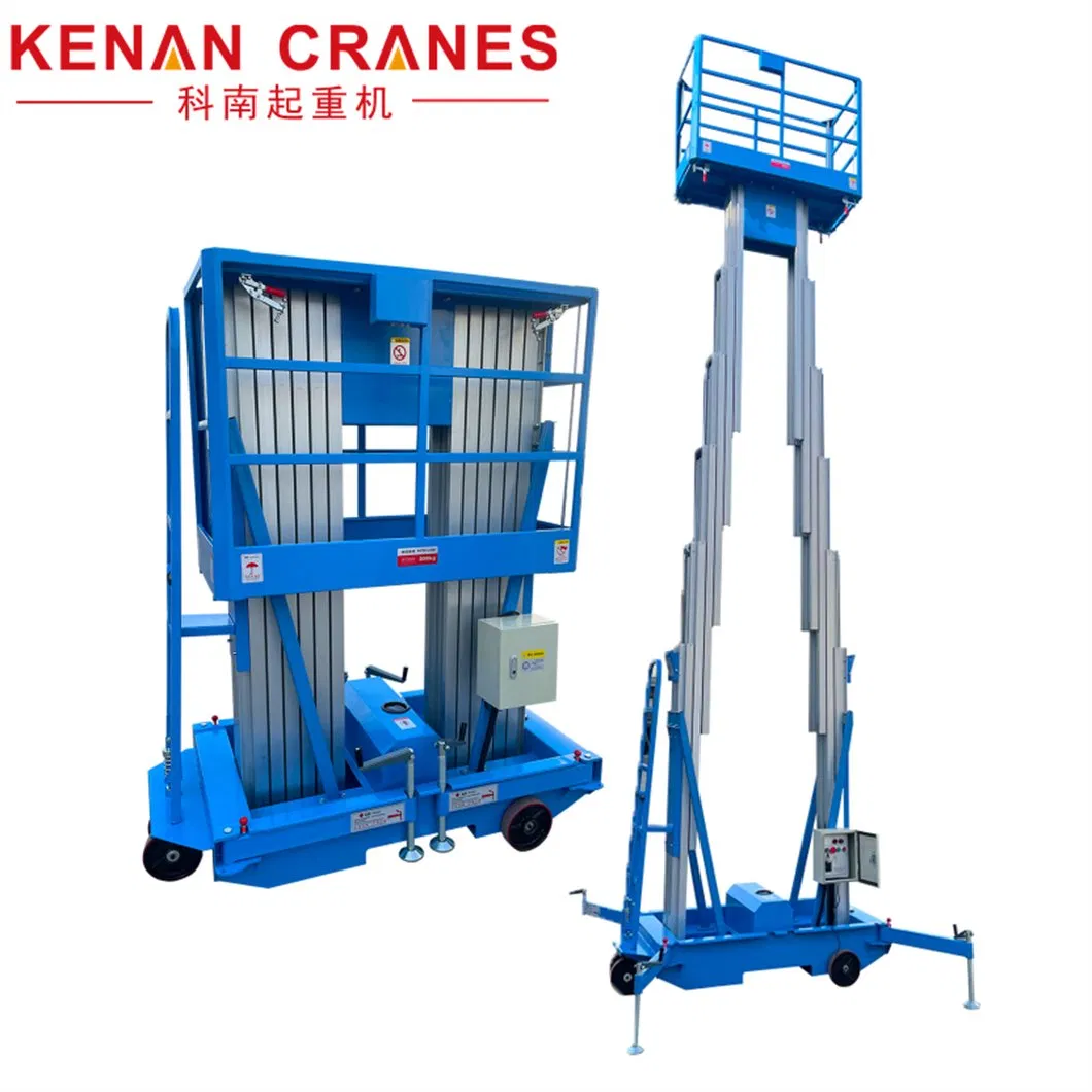 6m-16m Gtwy Series 250kg Loading Capacity AC Power Small One Manlift Aluminium Alloy Vertical Double Mast Boom Lift with CE