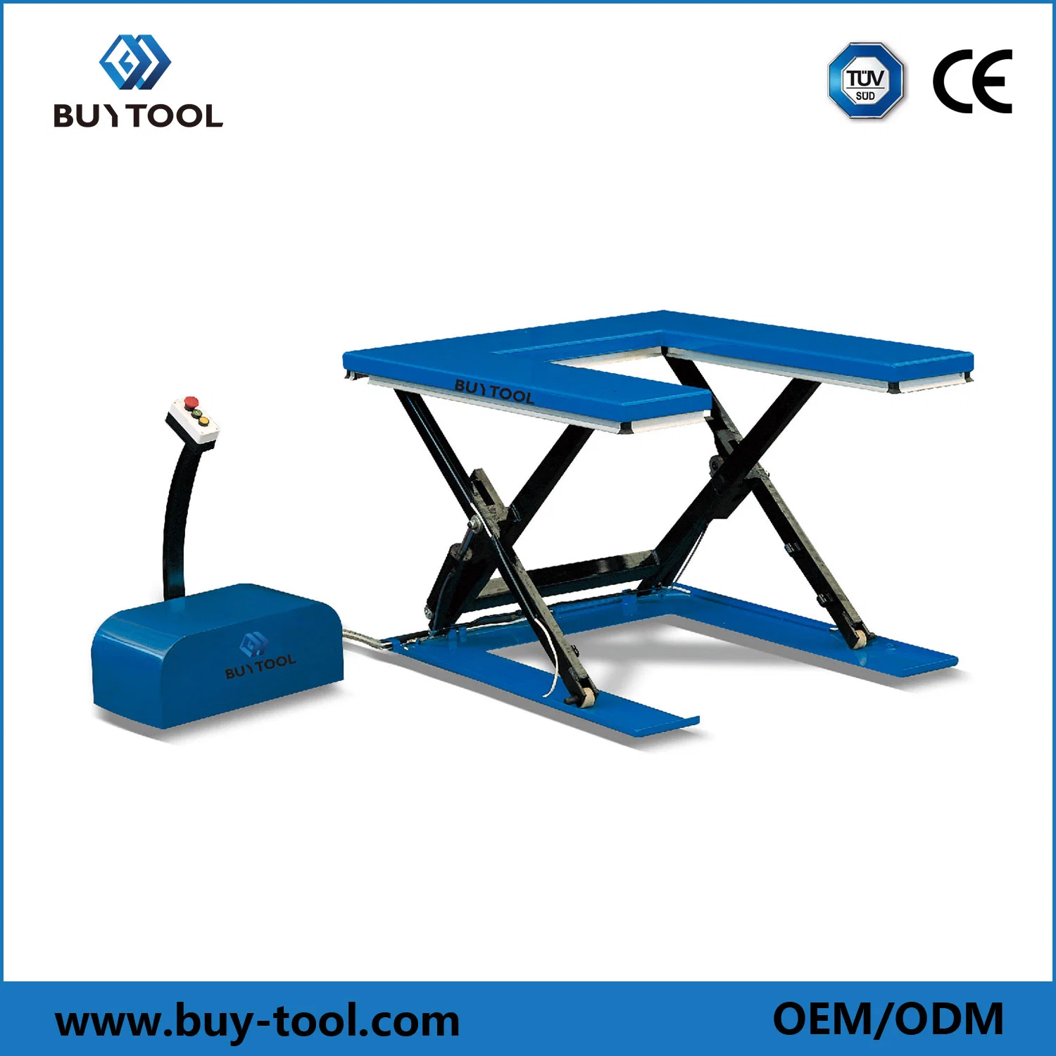 Low Profile U Shape Electric Hydraulic Scissor Lift Table 1000kg