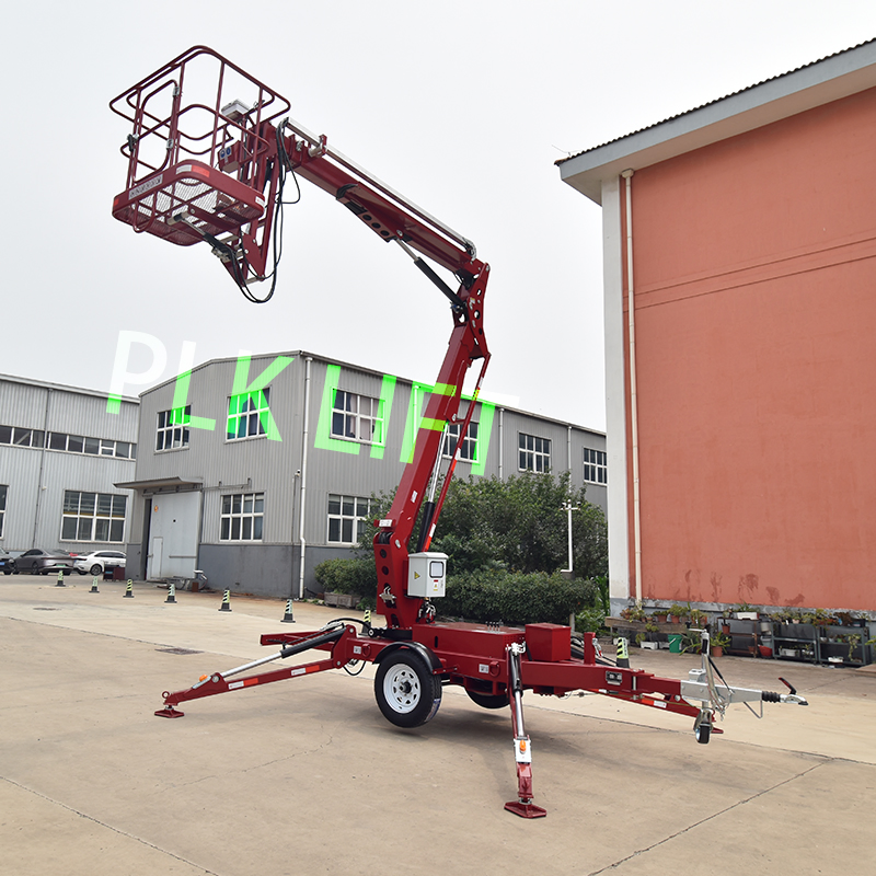 14m 16m Construction Building Aerial Work Use Towable Boom Lift Electric Cherry Picker for Sales