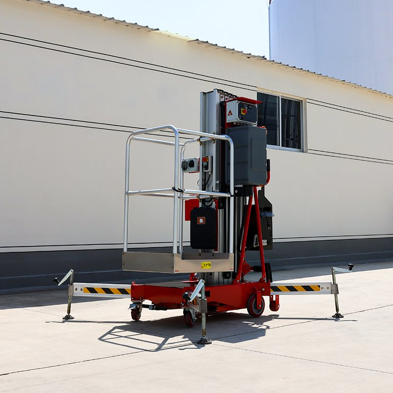 Chinese Red Excellent Performance Single Mast 8m 10m 14m Aluminum Alloy Aerial Work Lift Platform