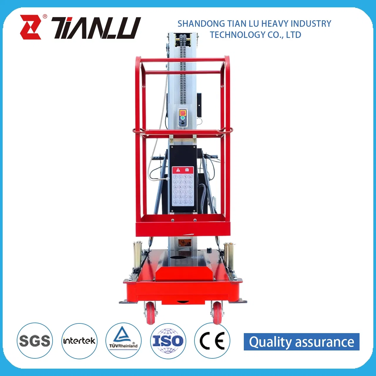 Factory Direct 10 Meter Hydraulic Single Mast Lift for Warehouse Maintenance Tasks