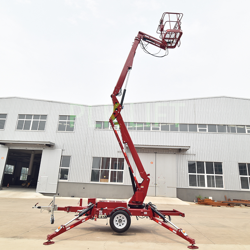 14m 16m Construction Building Aerial Work Use Towable Boom Lift Electric Cherry Picker for Sales