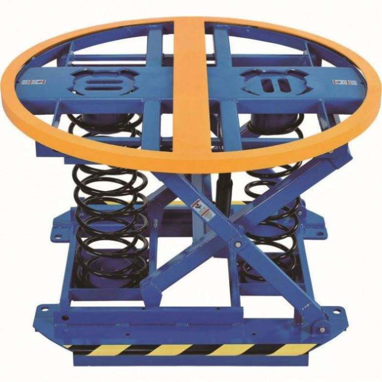Self Leveling Spring Operated Pallet Positioner Spring Rotary Scissor Lift Table