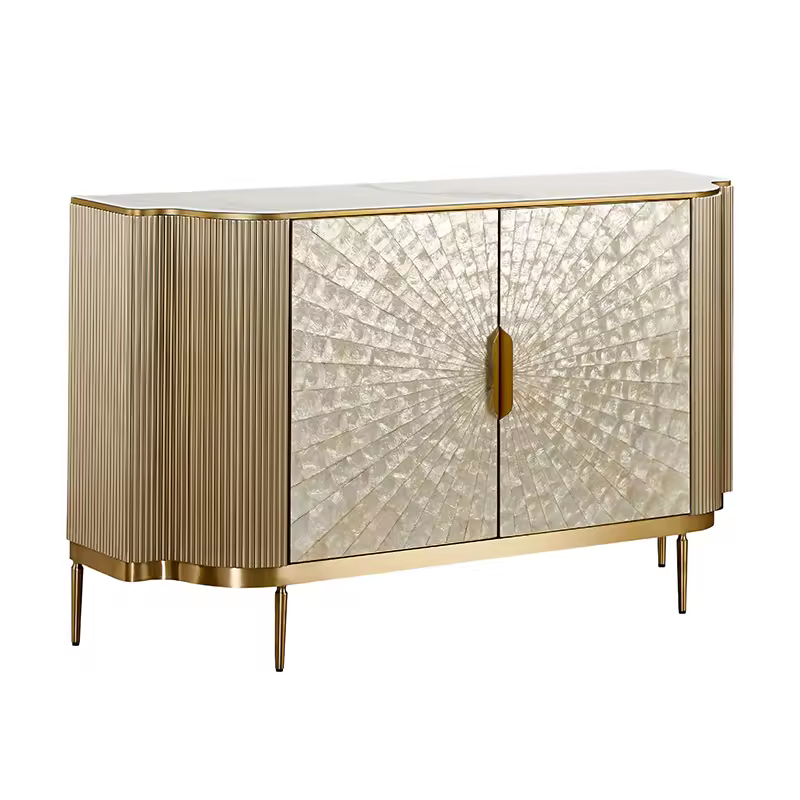 Italian Luxury Sideboards Buffet Cabinets Modern Marble &amp; Wood Frame Gold Storage Home Furniture