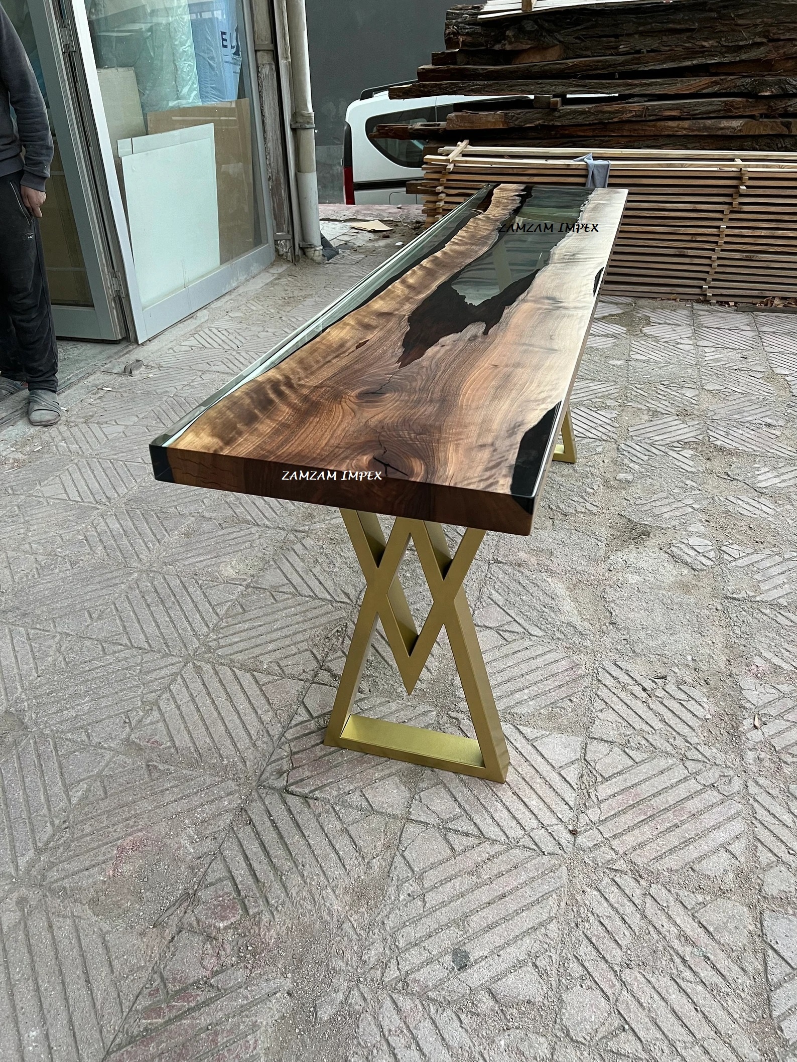 Custom Wood and Resin Console Table Entryway or Mudroom Table Handcrafted Resin Crafts