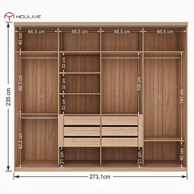 Interior details of modern closet with sliding mirror doors
