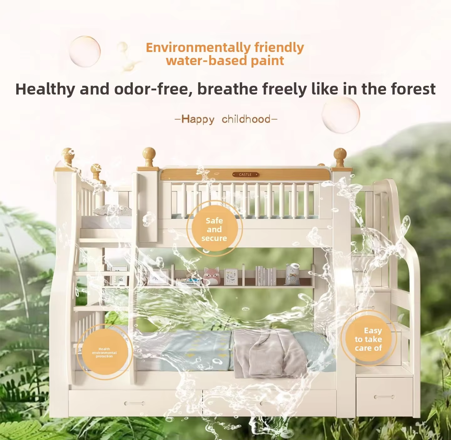 Contemporary Solid Bunk Bed For Minimalist Interiors And Multi-Generational Family Co-Living