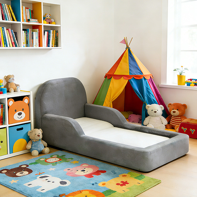 Home Travel Shaped 2-in-1Design Foldable Portable Soft Foam Filling Kids Baby Toddler Little Floor Play Sofa Bed
