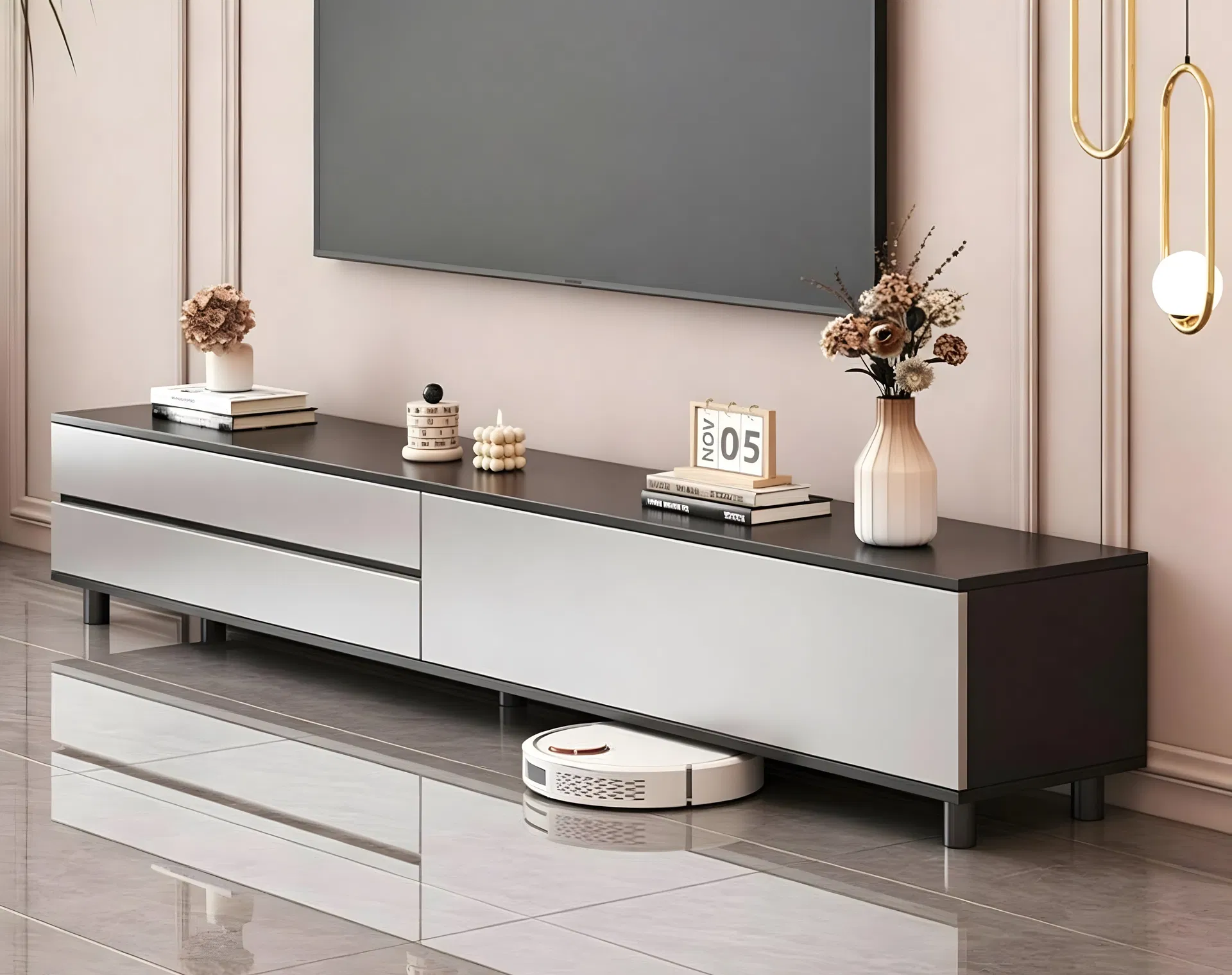 Modern Media Console Detail Dimensions