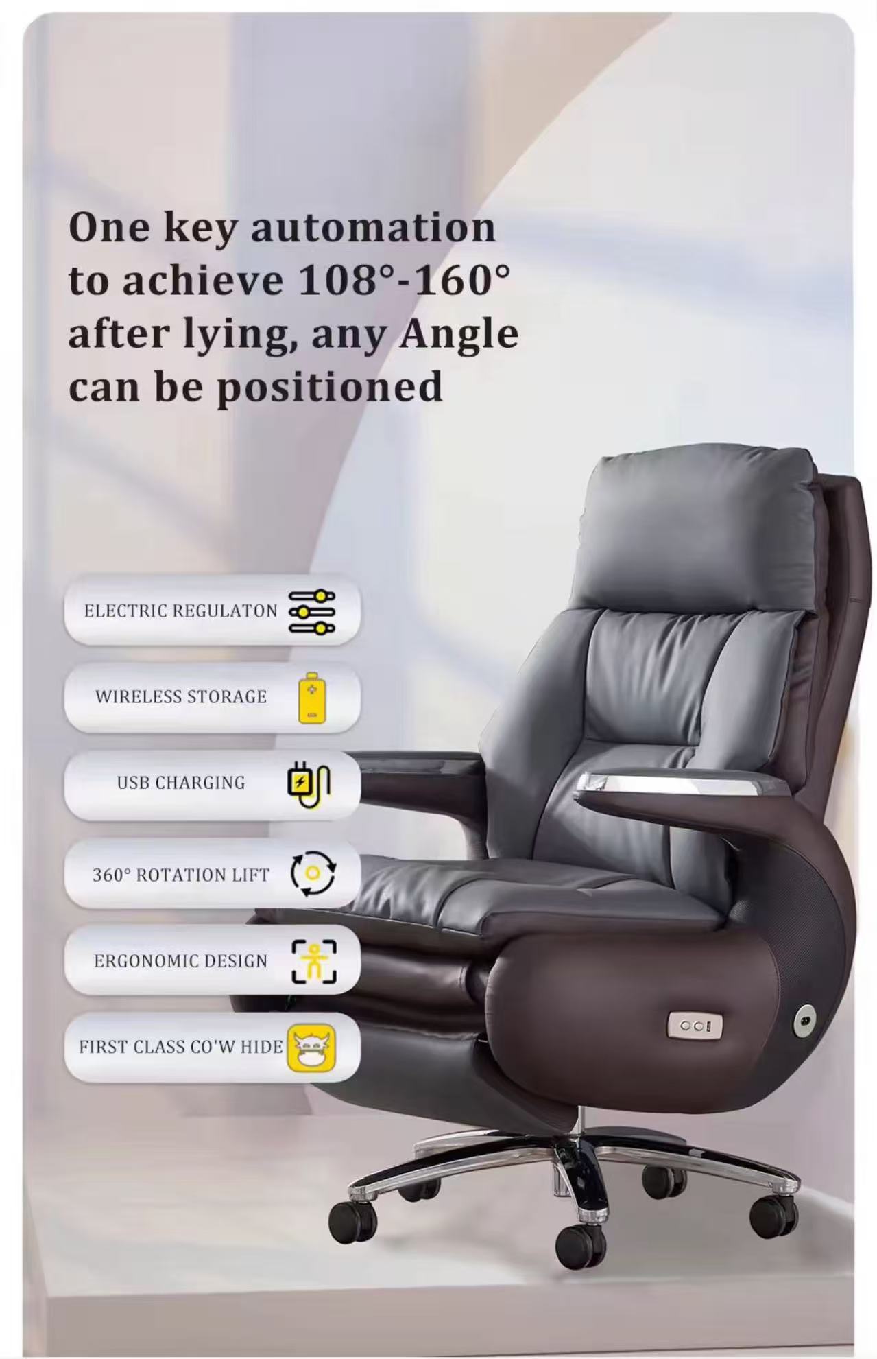 High Back Leather Office Chair View 2