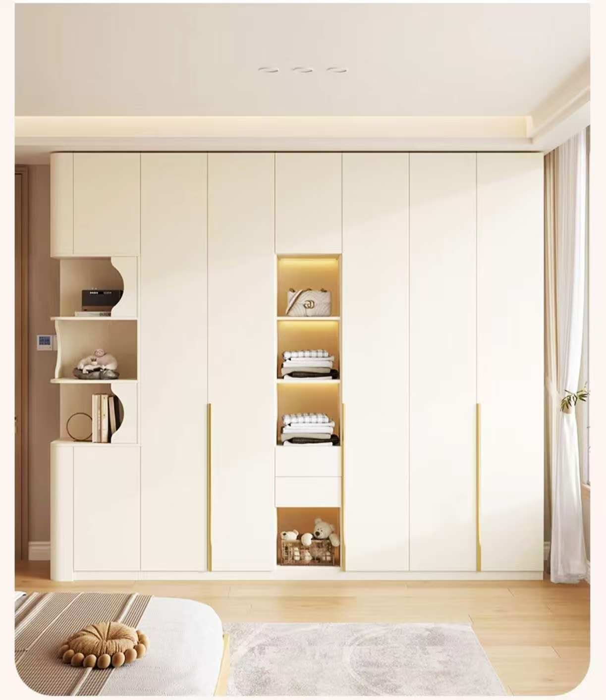 Family Apartment Hotel Bedroom Furniture Modern Luxury Design Bedroom Wardrobe with Shelves and Drawers