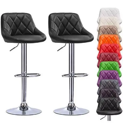 Height Adjustable 360 Swivel Chair Nordic Black Metal Legs High Chair Swivel Bar Stools for Kitchen Breakfast Coffee Counter