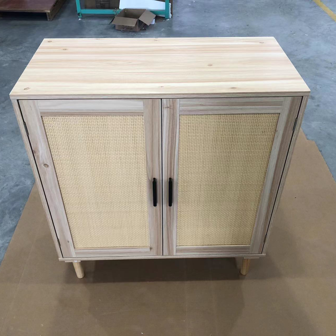 Sideboards Buffet Cabinets 2-Tier Rattan Design Cabinet 2-Inner Storage Shelf for Living Room Storage Room Furniture