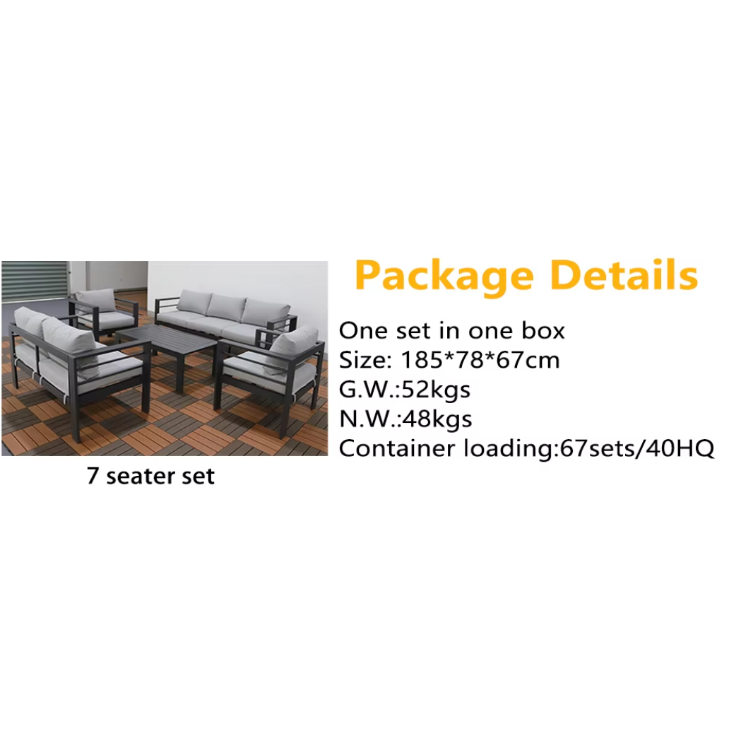 Modern Grey Aluminum Patio Furniture Set For Living Room Hotel Villa Courtyard Farmhouse Apartment Outdoor Garden Use
