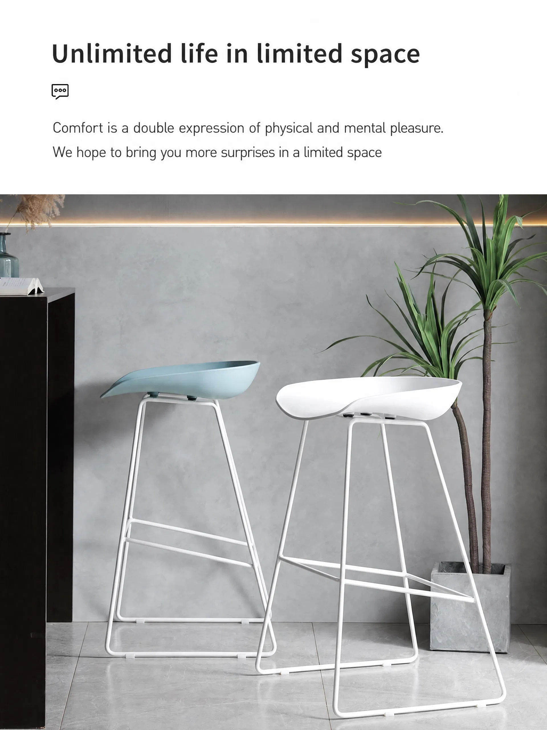 Nordic Tall Counter Furniture Metal Kitchen High Stool Bar Chair Detail 6