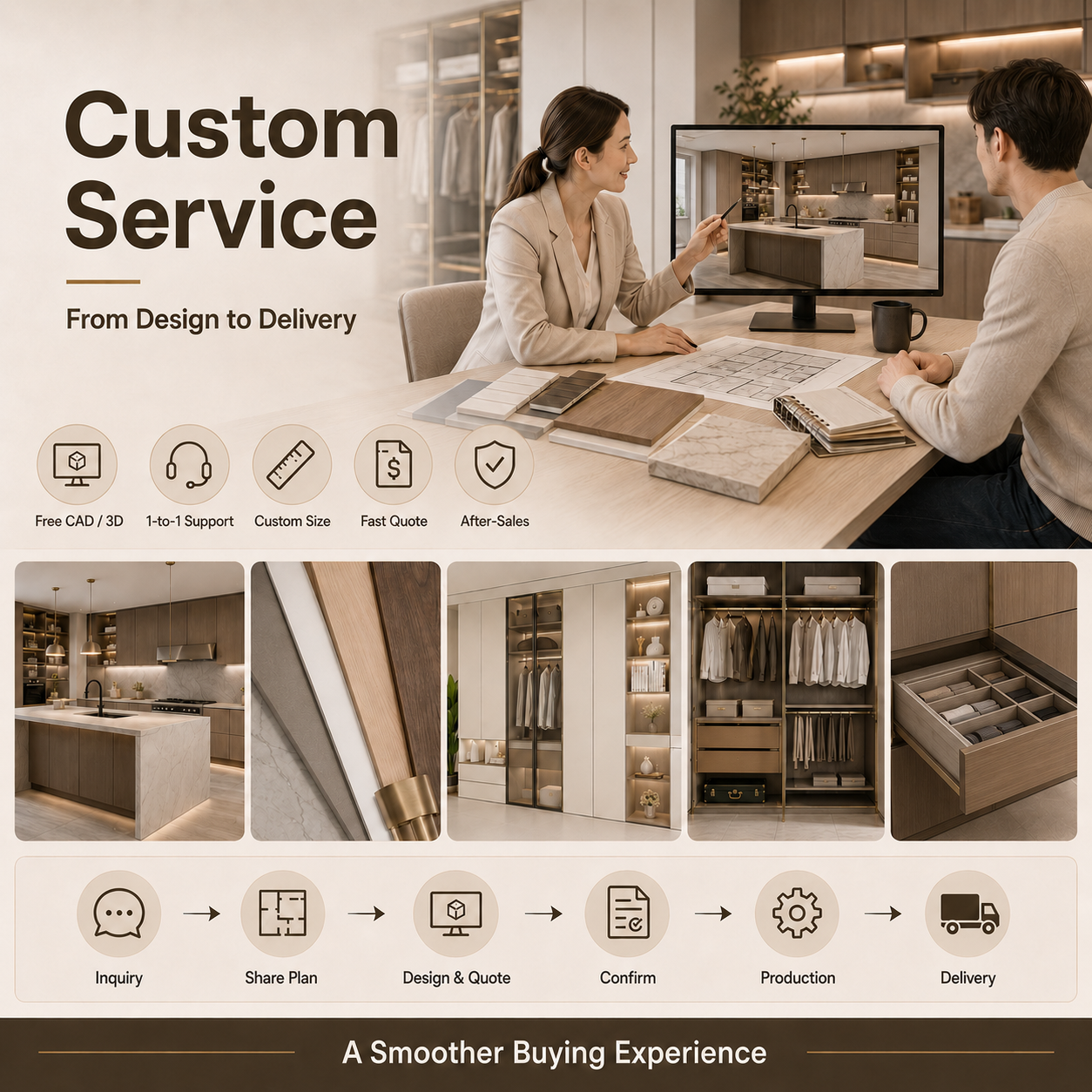 Factory Direct Home Luxury Custom Solid Wood Freestanding Adjustable Eco-Friendly Wardrobe Door European Modern Style Large