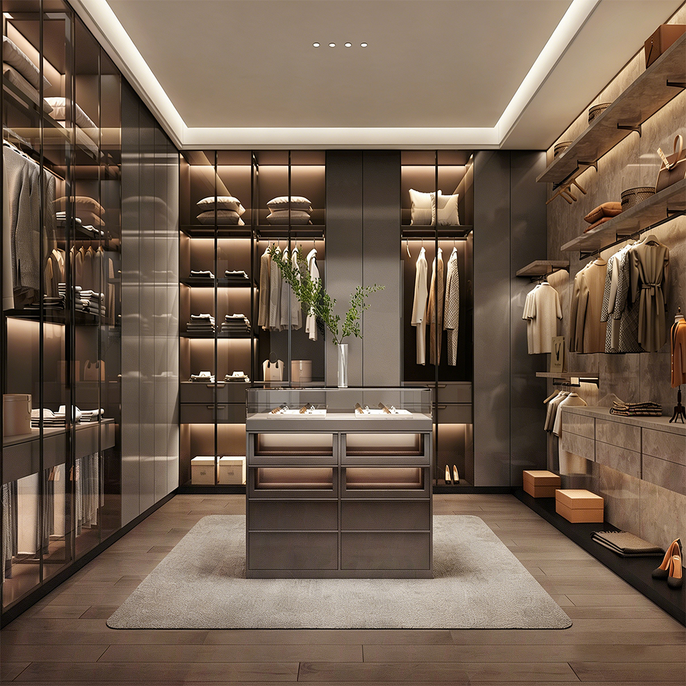 Customized Luxury Wardrobes Bedroom Furniture Wooden Household Bedroom Wardrobe Combination Wardrobe Walk in Closet System