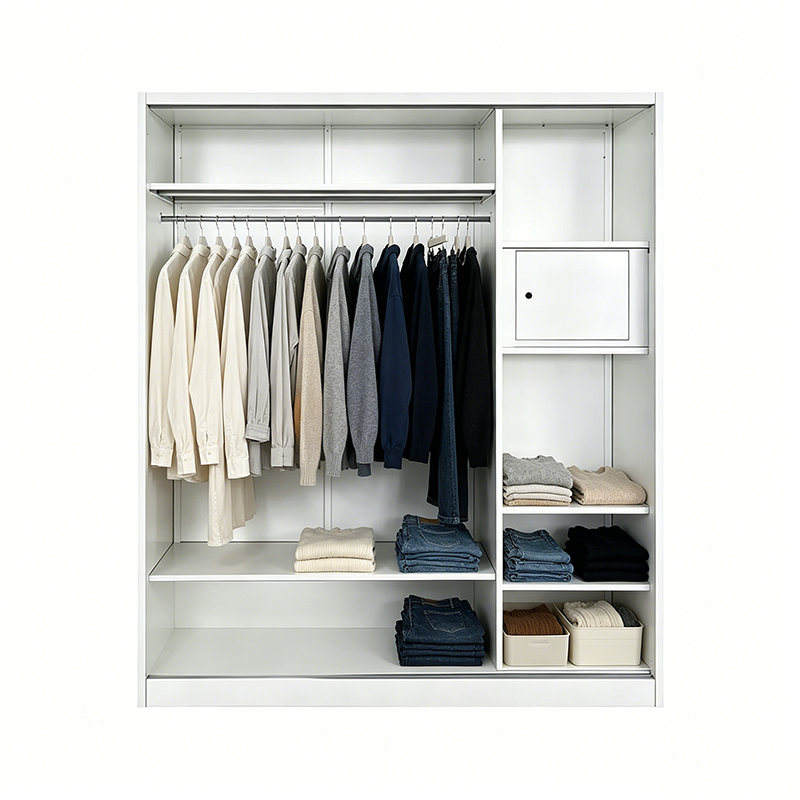 Top Sale China Steel 3 Door Wardrobe with Mirror and Hanging Rod Lockable Almirah Knock Down Clothes Storage Cabinet In Bedroom