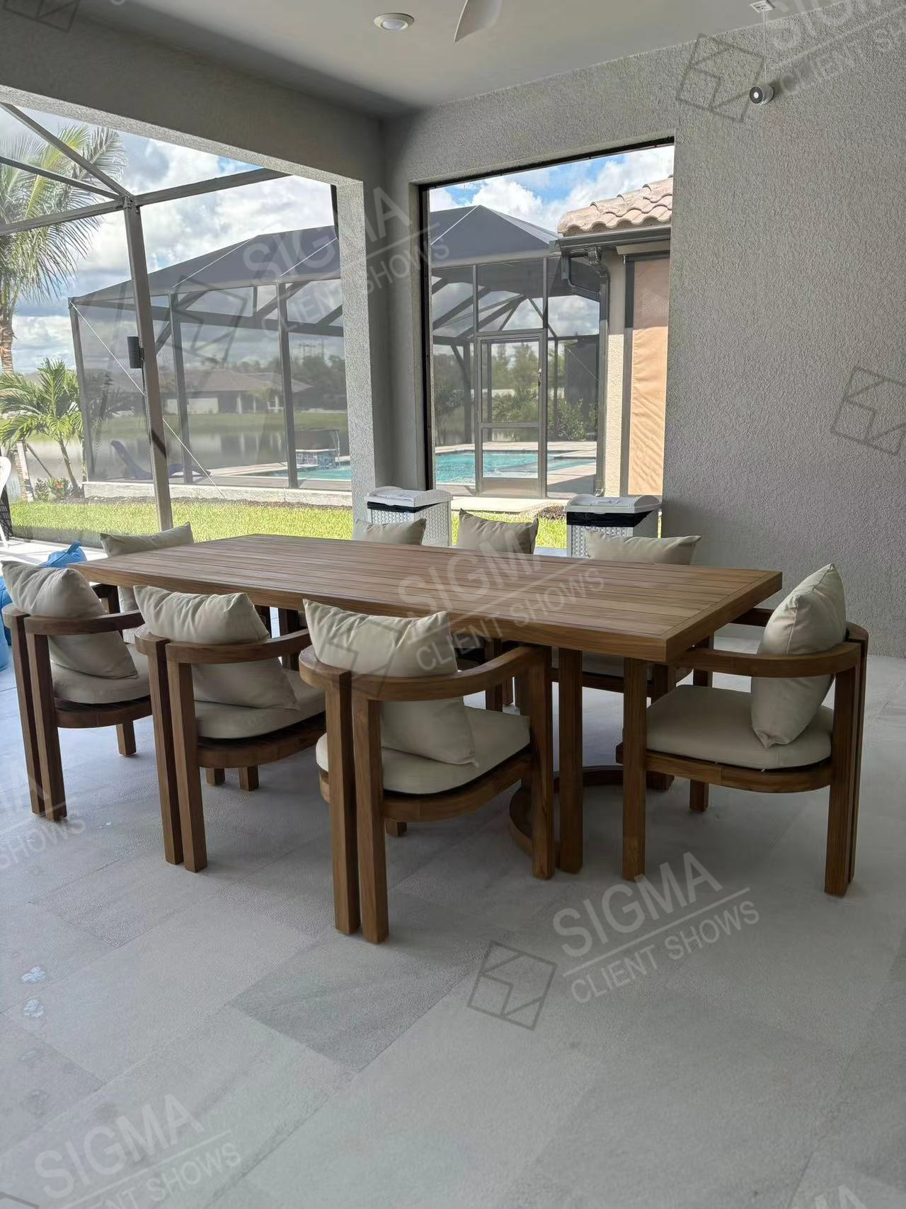2025 Wholesale Modern High Quality Luxury Furniture Teak Wood Outdoor Dinning Table And Chair Outdoor Dining Set