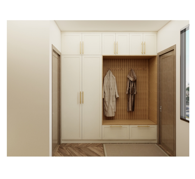 Solid Wood Cabinet with 4 Flip Drawers Shoe Cabinet Storage Luxury for Entryway Living Room Mudroom and Garage