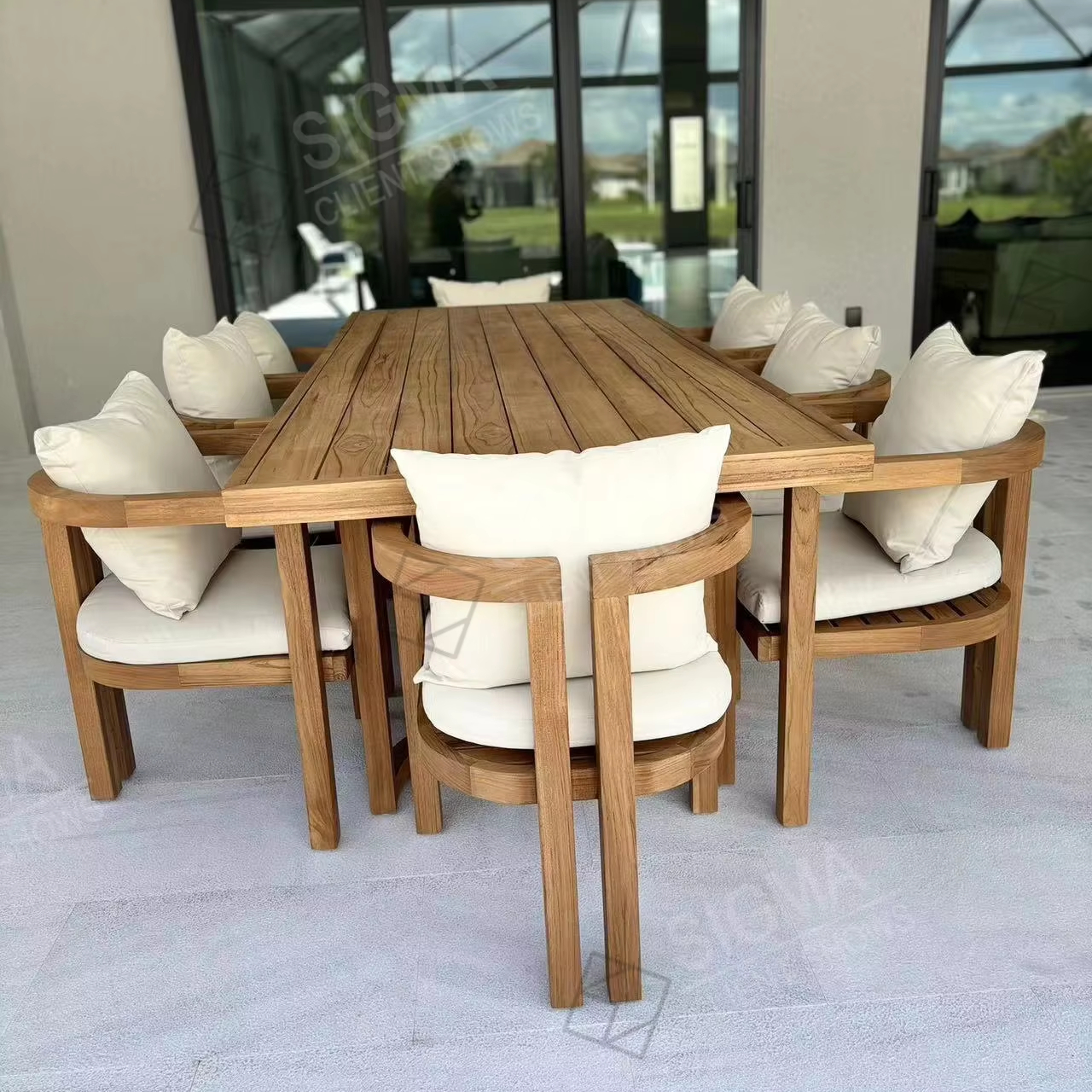 2025 Wholesale Modern High Quality Luxury Furniture Teak Wood Outdoor Dinning Table And Chair Outdoor Dining Set