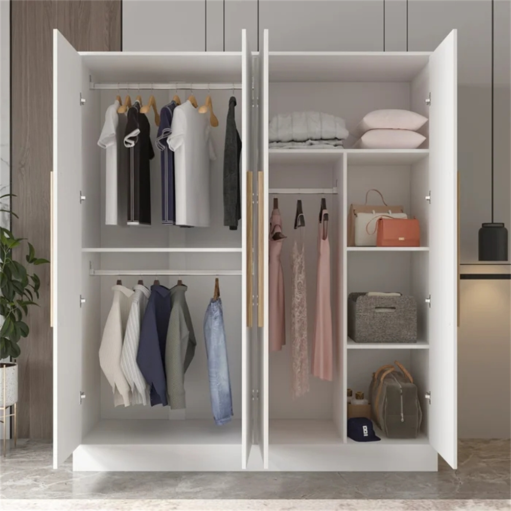 Customized White Color Wooden Home Furniture Bedroom Wardrobe Flat Pack Modern Contemporary Bedroom Accessories Bedroom Closet