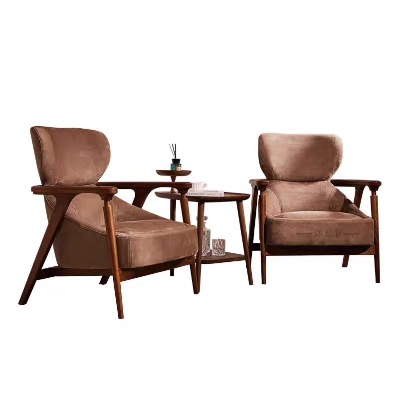 Luxury American Style Accent Chair Living Room Furniture Recliner Coffee Dining Chairs Wood Lounge Chair Solid Wood