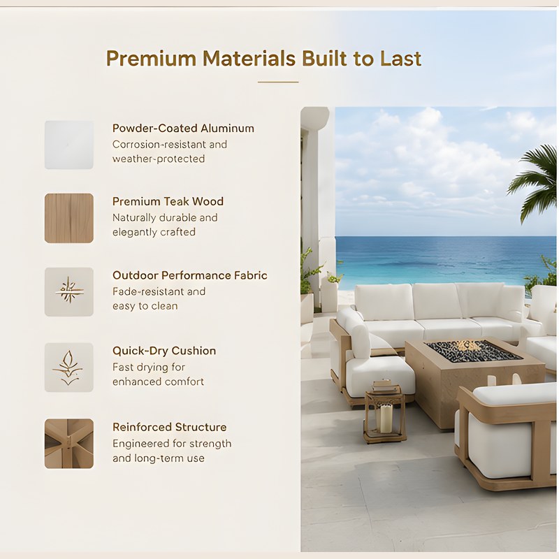 Modern Garden Teak Sofa Set Hotel Luxury Outdoor Furniture Modular Cushion Couch Outdoor Lounge Patio Furniture Garden Sofa Set