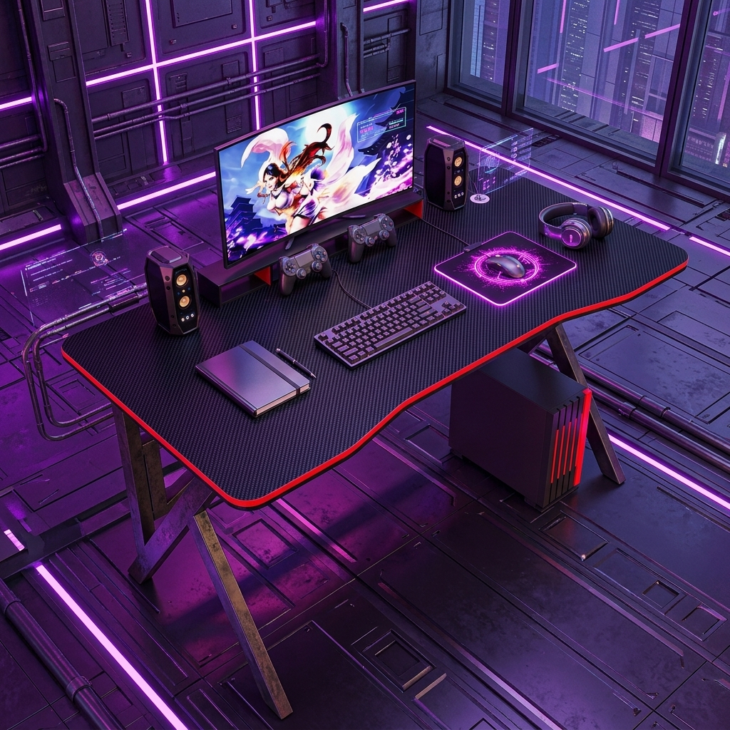Wholesale Modern Home Furniture K-Shaped Thickened Frame Gaming Table Desk Groove Design Desktop Esports Computer Table