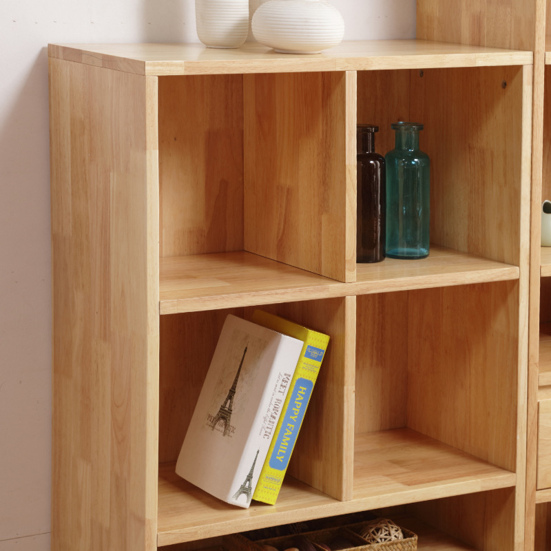 Nordic Pure Solid Wood Modern Simple Home Furniture Study Storage Bookcase with Back Panel Self-assembly Children's Bookshelf