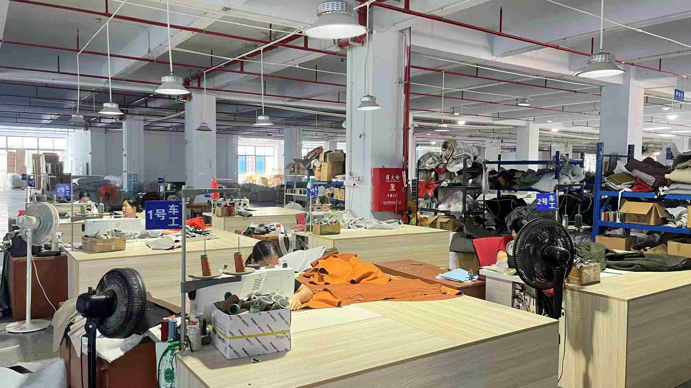 Industrial sewing and stitching of fabric covers for premium furniture upholstery