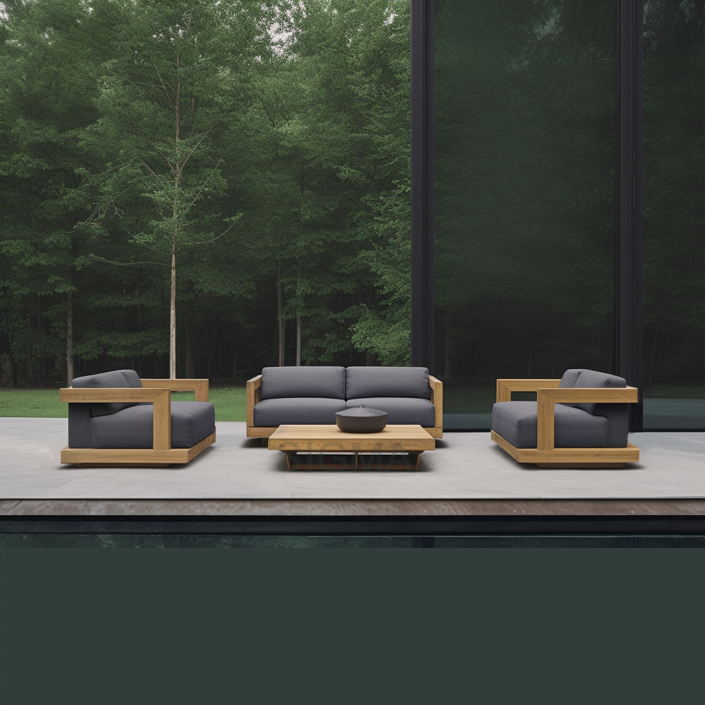 Modern Solid Wood Furniture Teak Sofa Set Living Room Home Bar Sofa Patio Hotel Outdoor Garden Sofa