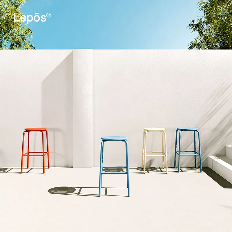 Commercial Furniture Indoor Home Bar Chairs Kitchen Lab Stool Counter Stool Outdoor Hotel Patio Cafe Round Aluminum Bar Stool