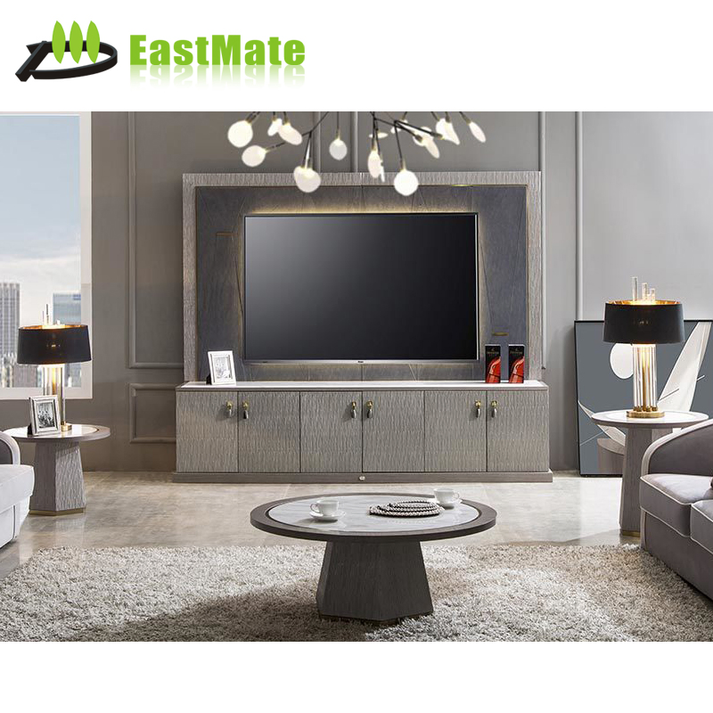 Modern Villa TV Stand Media Console with Storage and Display Shelves