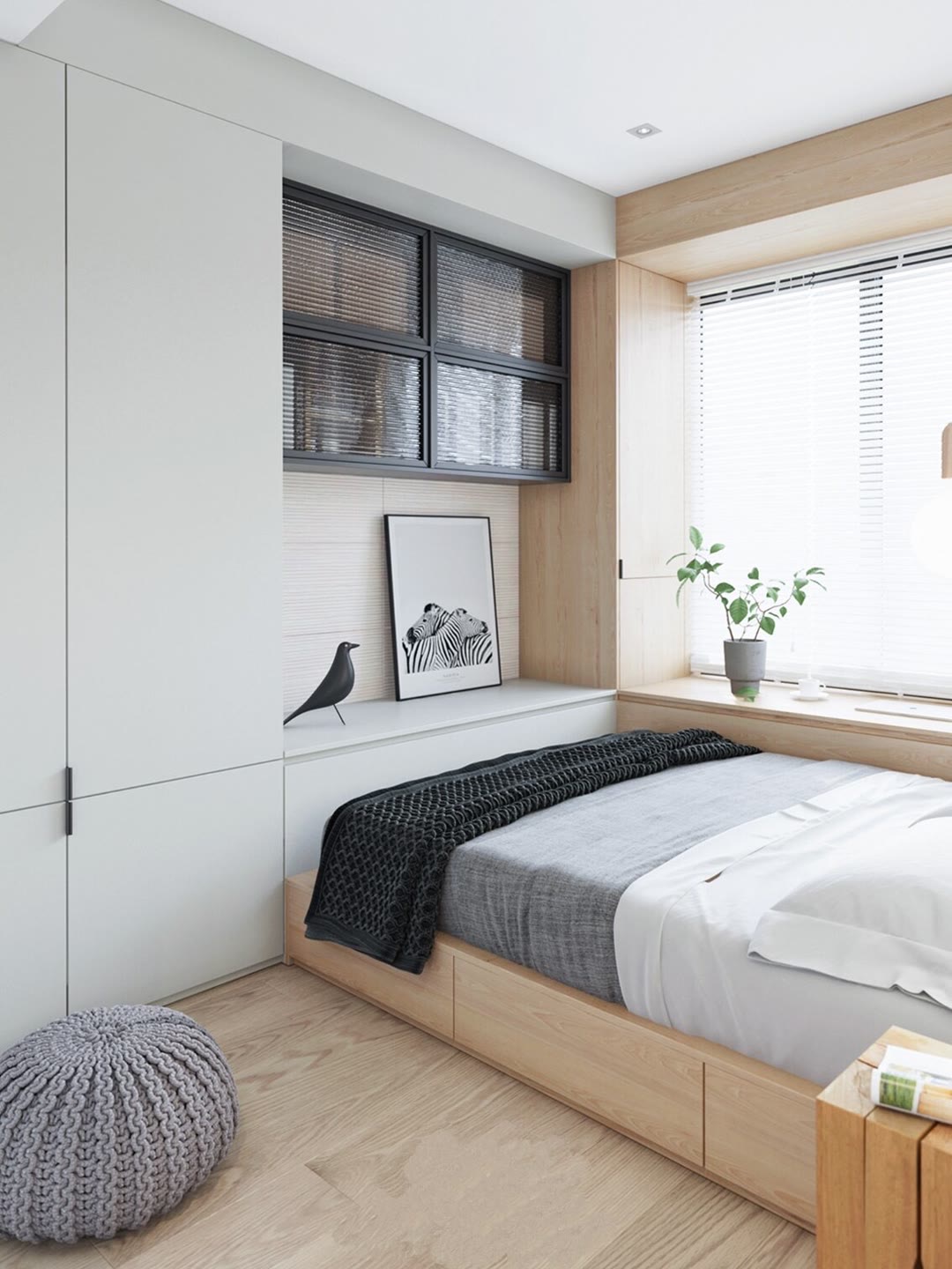 Custom Modern Solid Wood Space-Saving Bedroom Furniture Set Wardrobe Storage Cabinet Tatami Irregular Arc Bed Whole House Design